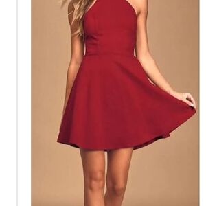 Lulu's Burgundy Halter Mini Dress